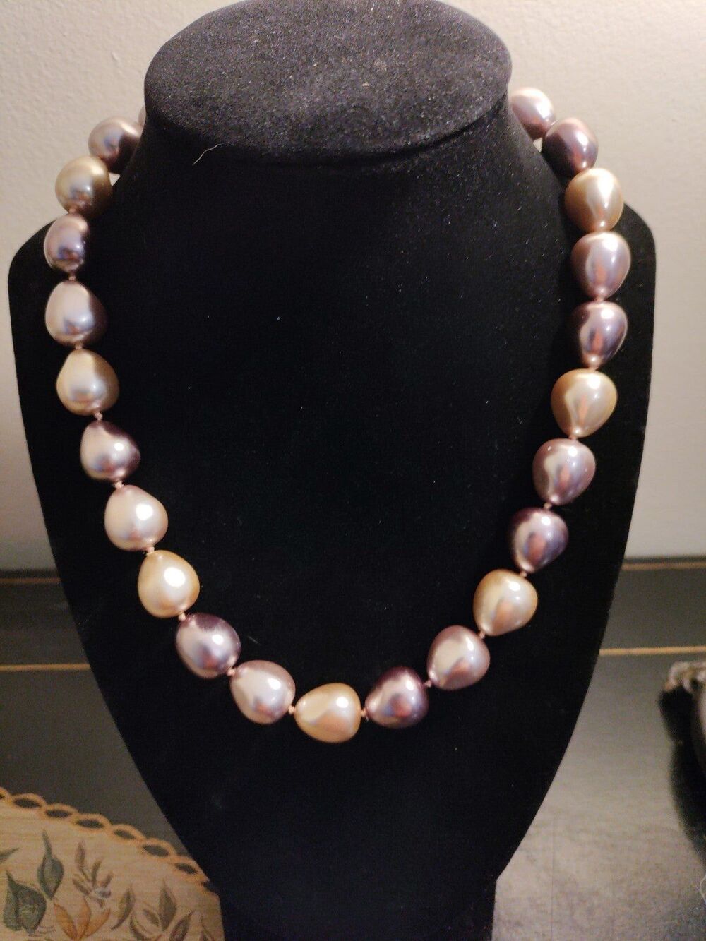 Glass Pearl Drop Shaped Beads Champagne Brown Tones